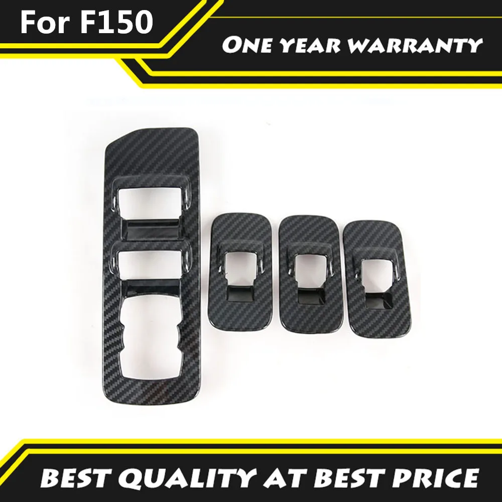 

4Pcs Carbon Fiber Color Auto Window Lifter Switch Button Cover Decorative Panel Trim Car Interior Accessories For F150 2015-2020