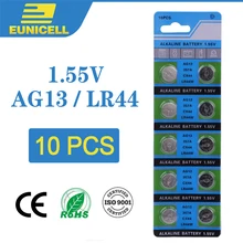 Eunicell 10 шт. щелочные батарейки для монет 1,55 в AG13 LR44 батарейки для кнопок LR1154 SR44 A76 357A 303 357 AG 13 для часов игрушки