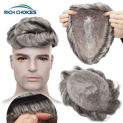 Men Toupee Skin Hair Replacement System 0.24mm Pu Thickness 30mm Wavy Wig 100% Density Toupee Unit Hair Prosthesis Extensions