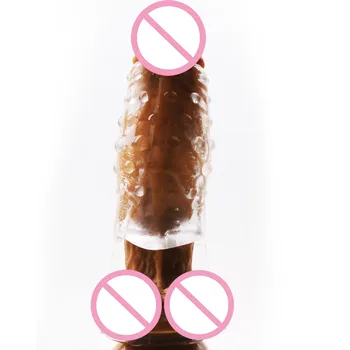 Penis Enlargement Sleeve Sex Products For Men Penis Rings Delay Ejaculation Condom Reusable Testicle Spiked Cock Ring Sex Toys 3