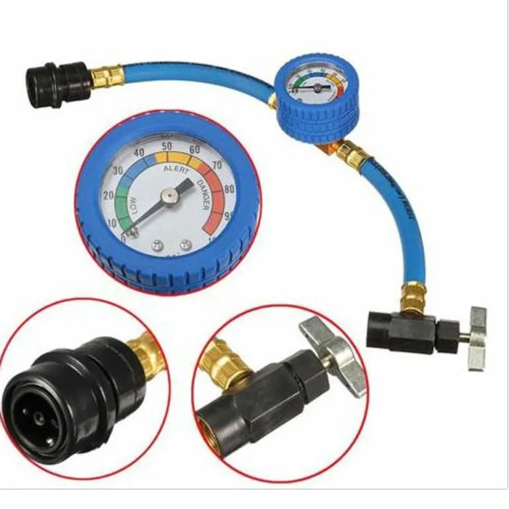 Car R134-A Recharge Measuring Hose A/C  Charging Pipe with Gauge