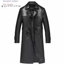 Длинное пальто из овчины, куртка из натуральной кожи, Корейская ветровка, кожаное пальто, Chaqueta Cuero Hombre 81Y510 YY276