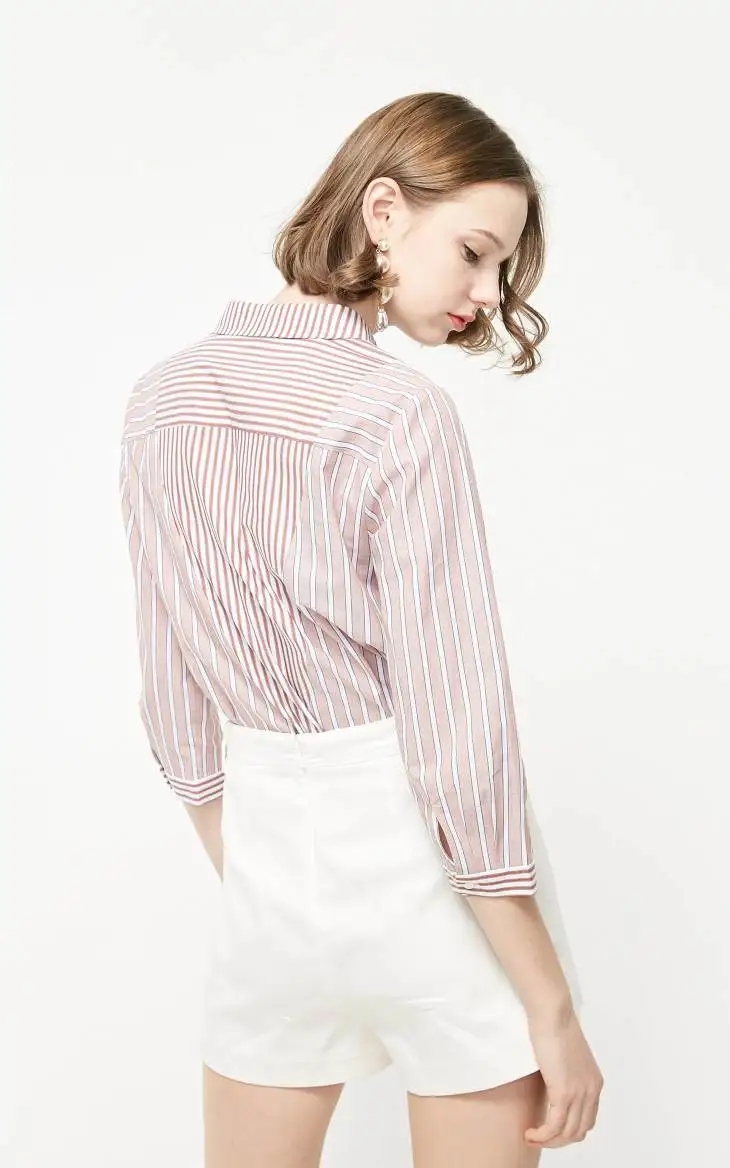 Vero Moda женская рубашка в полоску с v-образным вырезом из хлопка | 319131534