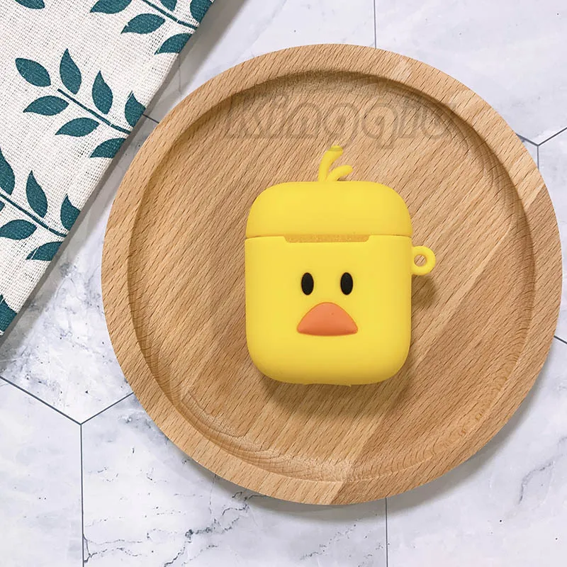 Милый мультяшный беспроводной Bluetooth чехол для гарнитуры для Apple Airpods 1 2 Коробка для наушников Мягкий силиконовый чехол для Airpods защитный чехол s - Цвет: Yduck