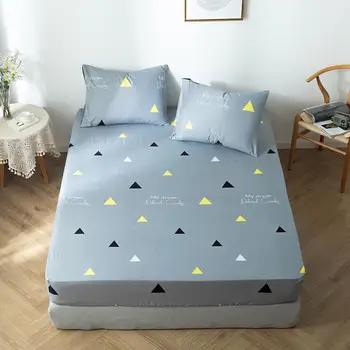 

Bonenjoy 1 pc Fitted Sheet Mattress Cover Simple Pattern Bedding Linens Bed Sheets With Elastic Band For Adult Double Queen Size