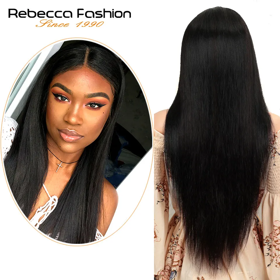 Rebecca 150% кружевные передние человеческие волосы парики 13X4 предварительно выщипанные бразильские Remy Прямые кружевные передние al парики с детскими волосами 28 дюймов