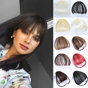 

DIANQI front fake fringe thin blunt clip in fringe piece hair clip in fiber high temperature synthetic hair