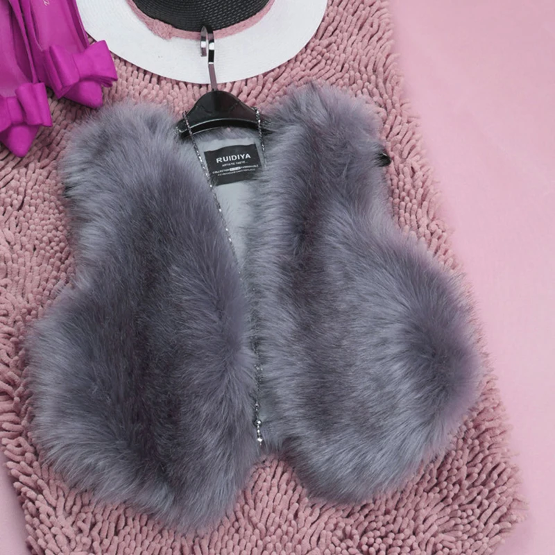 Autumn Winter Faux Fur Coat Women Casual Elegant Slim Thick Warm Short White Vest Oversize Fur Jackets Female Plush Outwear - Цвет: Серый