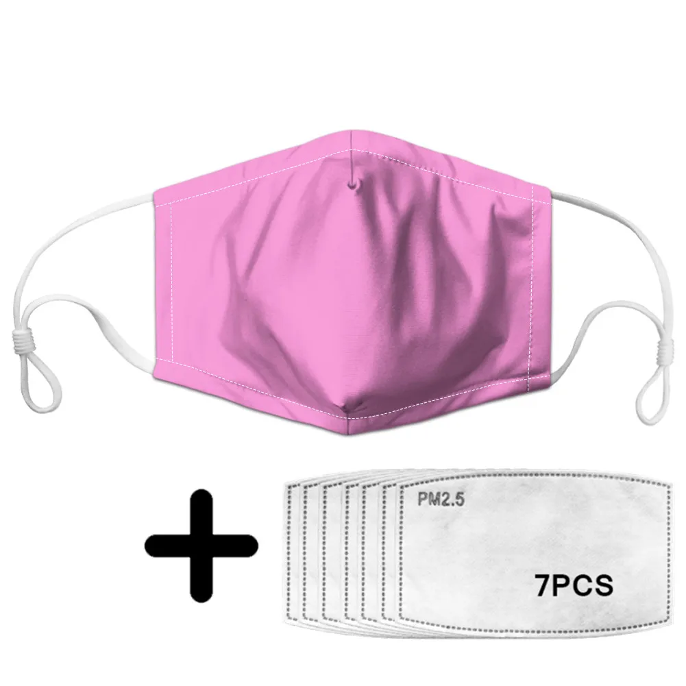

Pink Blue Mask For Women And Men Mouth Masks With 7PCS PM2.5 Activated Carbon Filters Elastic Soft Breathable Maske Mascherina