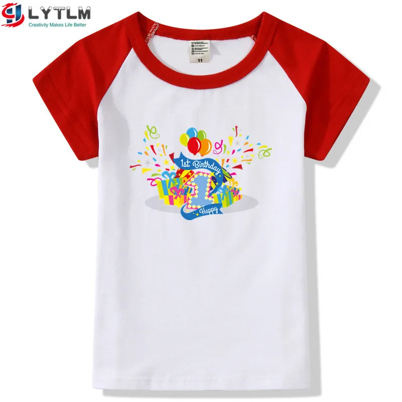 LYTLM/футболки для маленьких мальчиков 1 год, одежда для маленьких мальчиков на день рождения Футболка с днем рождения Enfant Garcon подарки на день рождения Koszulki Meskie - Цвет: DX Raglan Red