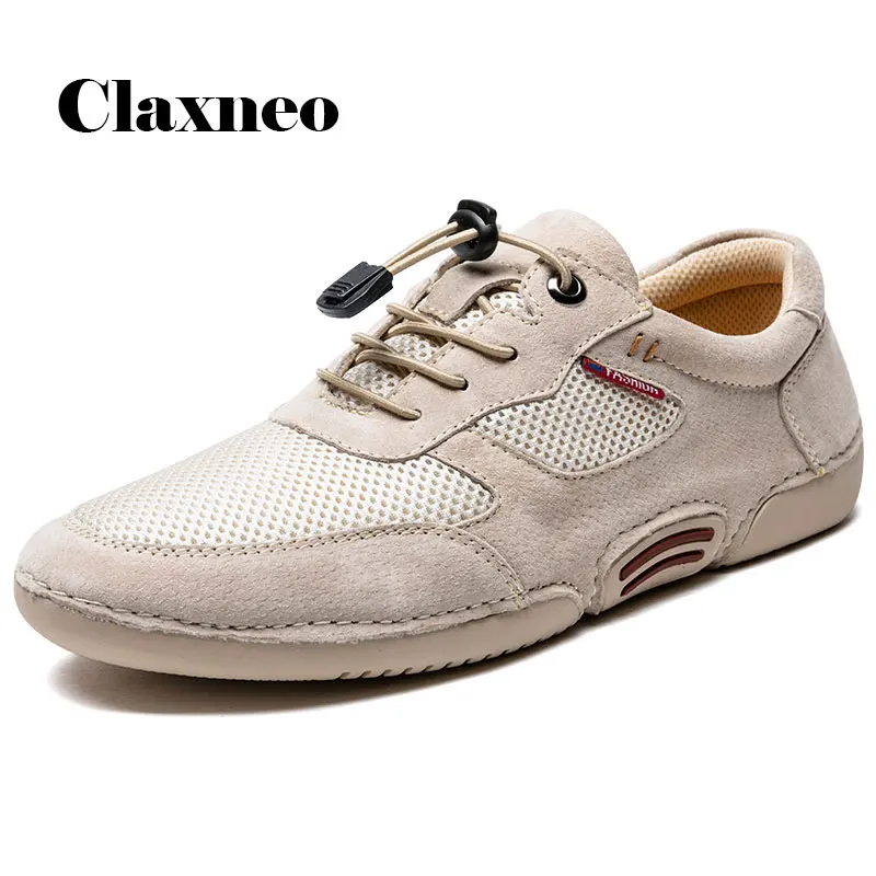Mens Shoes Casual Footwear 2020 Summer Autumn Mesh Walking Shoe Male Sneakers Suede Leather Leisure Breathable Khaki | Обувь
