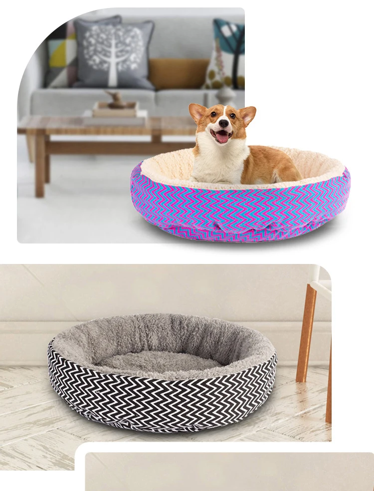 Круглая кровать в горошек для собак, зимняя теплая удобная флисовая кровать для животных, высокое качество, кровати для собак среднего размера, camas para perro