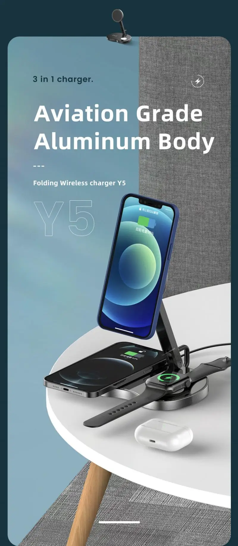 Carregador sem Fio Fone de Ouvido Carregador sem Fio para o Telefone Airpods para Iver Novo Telefone Móvel Relógio Titular Carga Rápida para o 3in1 15w 1 móvel fone de ouvido relógio titular carga
