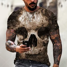 Street Fashion 3DT-shirt Summer Printing Scary Skull Head Portrait Male/Female  New Personality Versatile Loose Oversize Top 6XL