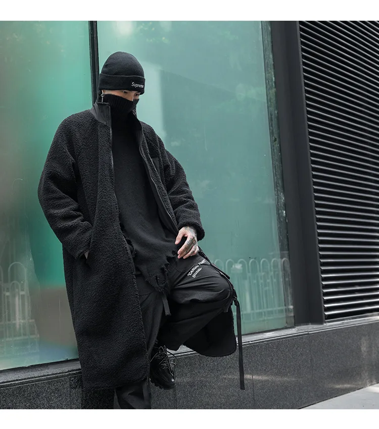 Хорошее качество мужской зимний Корейский стиль Реверсивный длинный Тренч пальто хип-хоп куртка мужская водолазка готическое винтажное пальто в стиле панк