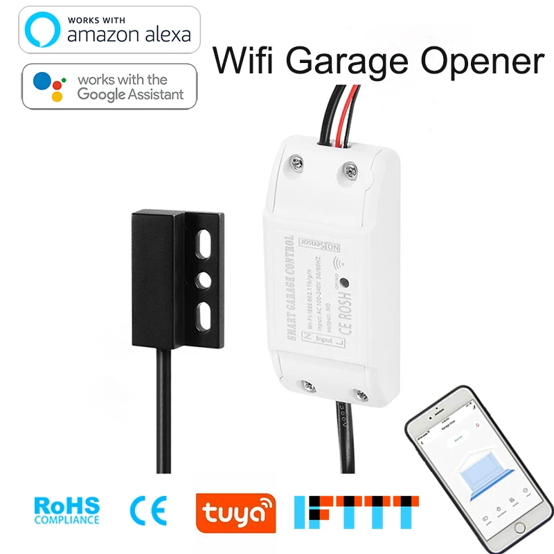 Wifi Smart Garage Door Controller Switch For Car Garage Door Opener App Remote Control Timing Voice Control For Alexa Google Hom