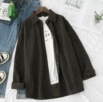 

NEW Winter new all-match striped shirt maa1 women thickened long-sleeved shirt TNX930-23-30