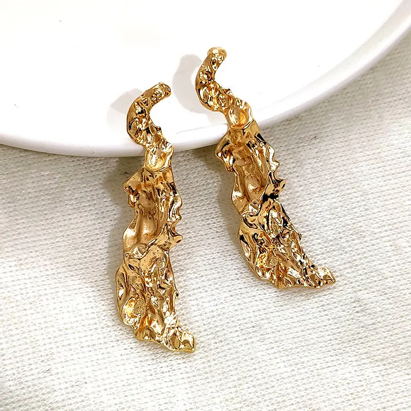Flatfoosie Trendy Shell Starfish Drop Earrings For Women Geometric Round Simple Gold Color Metal Statement Earrings Jewelry