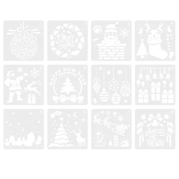 

12Pcs Painting Stencil Durable Reusable High Quality Painting Templates Drawing Template Xmas Painting Templates
