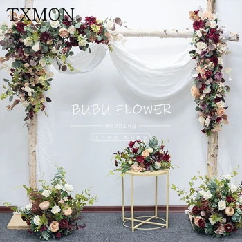 

Custom Retro Color Arch Floral Set Simulation Artificial Silk Fake Flowers Wedding Props Flower Row Road Introduction Decoration