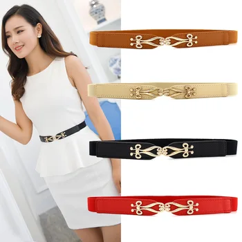 

Woman Belt Simple Sleeve Elastic Girdle gold buckle Women cummerbunds wide style Body Belts Pasek cinturon mujer Dress decorate