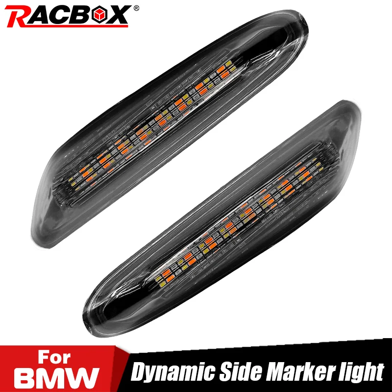 

LED Dynamic Side Marker Signal Lamp Flowing Water White daytime Running Light For BMW X1 X3 E90 E9 E92 E93 Error Free Car Stying