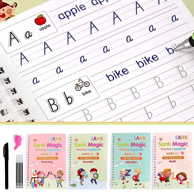 Magia 3D repetible caligrafía escrita letra cuaderno de escritura práctica libro para chico caligrafía letra del alfabeto