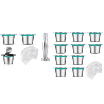 

2 Set Stainless Steel Coffee Capsule Cup Set with 120 Aluminum Foil Seals, with Powder Hammer & Without Powder Hammer