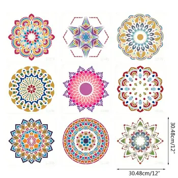 

Set of 9 12 x 12 Inch Large Size Reusable PET Stencil Mandala Stencil Template girls love