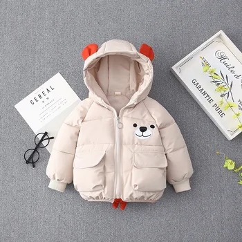 

Winter Baby Jacket For Boy Girl Cartoon Bear Backpack Parkas Infant Girl Snow Wear Coat Toddler Boy Hooded Cotton-padded Jackets