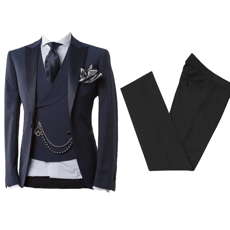 Business Modern Men Suit With Pants Slim Fit Wedding Suits For Prom Formal Tuxedo Costume Homme 3 Pieces (Jacket+Pants+Vest) | Свадьбы и
