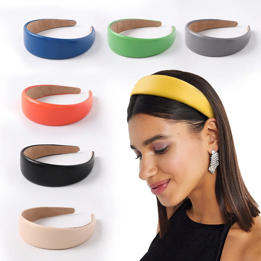 New Pu Leather Fashion Hairband Headband Women Hair Head Hoop Bands Accessories For Girls Hairbands Headdress Scrunchy Headwear