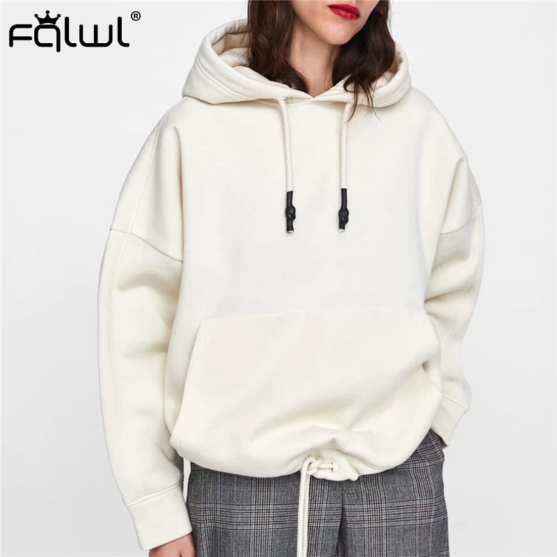 FQLWL осенние толстовки Харадзюку больших размеров Женский пуловер белого цвета