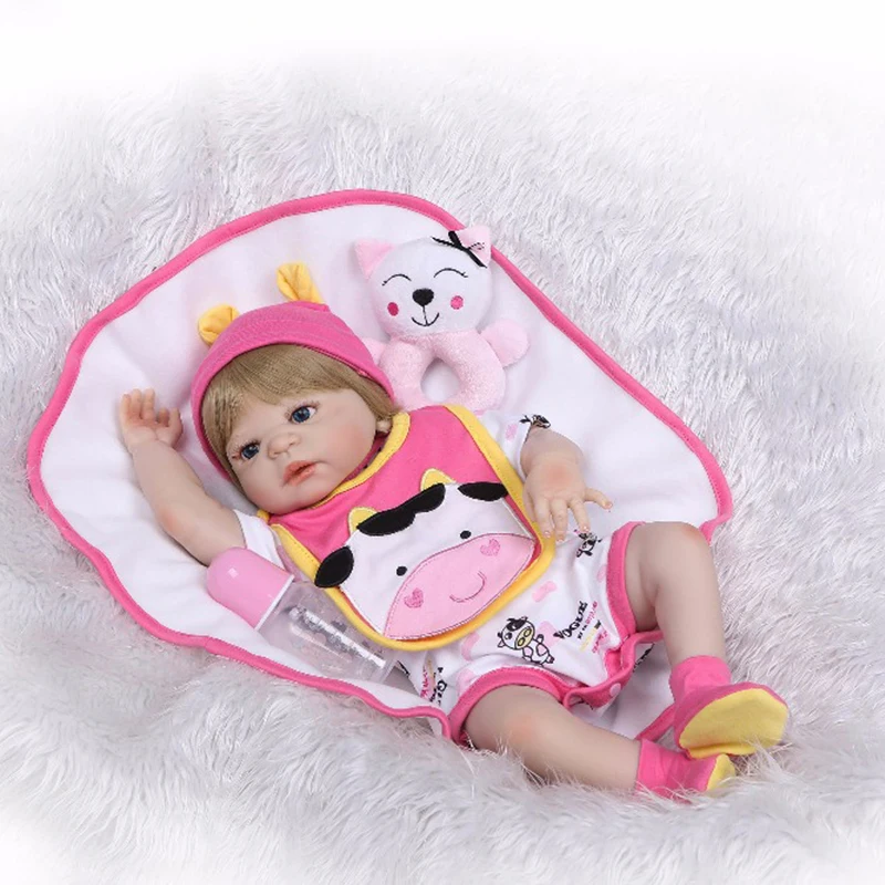 

19inch 46cm Silicone Reborn Dolls Baby Girl Toys Lifelike Babies Boneca Full VInyl Fashion Dolls for Chilren Bebes Reborn Menina