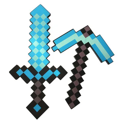 

2020 minecraftinglys design Size 45cm Blue Diamond Sword Soft EVA foam toys sword Gray Pickaxe For Children children toys