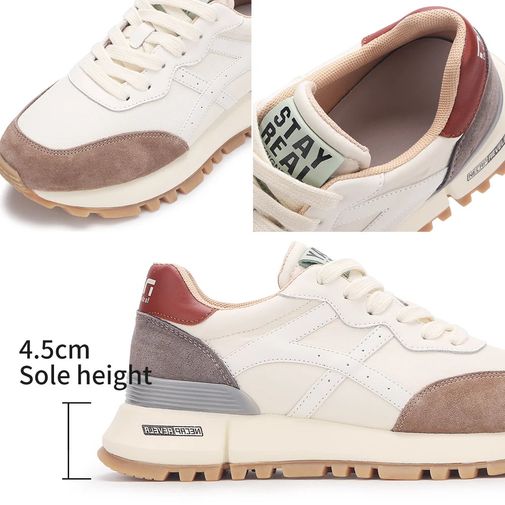 SOMILISS Women's Casual Sneaker Genuine Leather Pachwork Lightweight Breathable Ladies Fashion Running Shoes Platform Sneakers