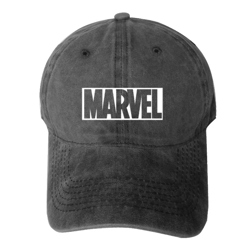 Новый стиль Высокое качество Waterwash хлопчатобумажная бейсболка кепки принт Marvel Бейсбол Бейсболка с возможностью регулировки размера шапки