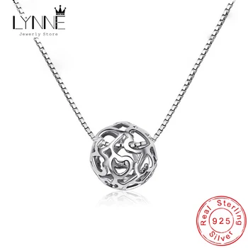

Hot Fashion 925 Sterling Silver Round Pendant Necklace Heart Shaped Hollow Ball Collarbone Chain Necklace For Women Jewelry Gift