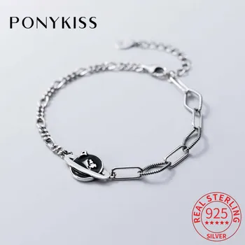 

PONYKISS Trendy S925 Sterling Thai Silver Planet and rocket chain Bracelets Women Party Delicate fine Jewelry Accessory Gift