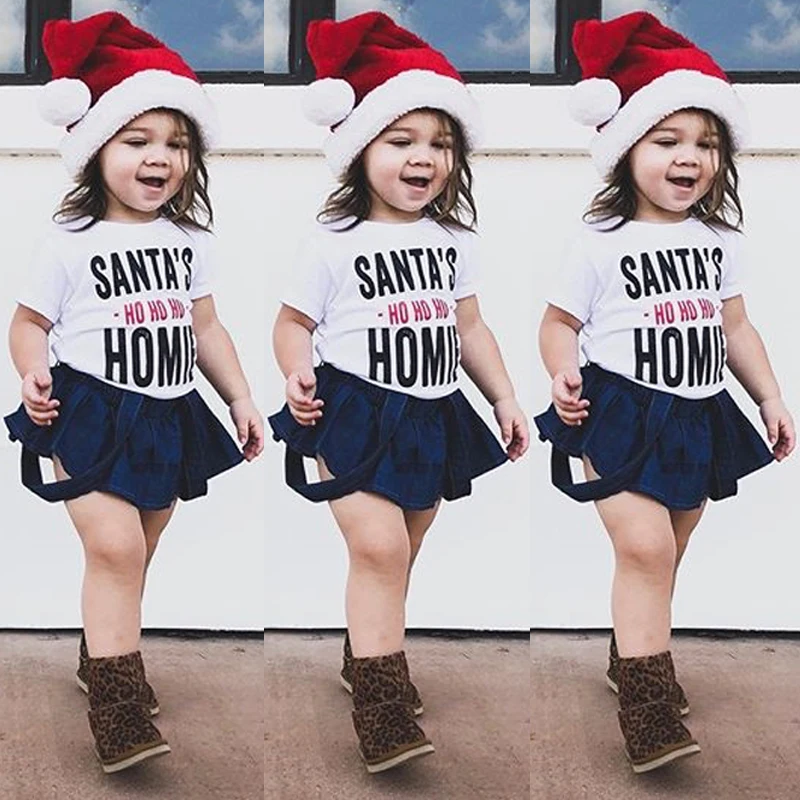 SANTA'S HOHO HOMIE/детская одежда; летняя одежда для мальчиков и девочек; футболка; топы; Модная одежда для малышей