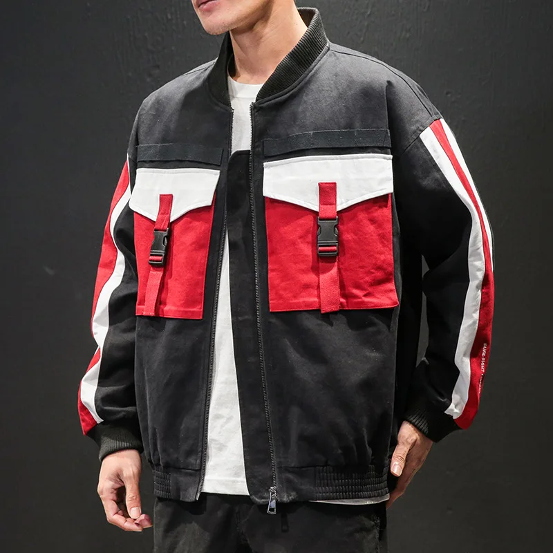 

2019 Autumn New Style Japanese-style Large Pocket Mixed Colors Stand Collar Jacket MEN'S Outerwear Large Size Men'S Wear