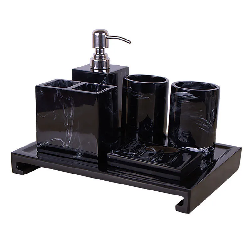 

Ceramic imitation marble Bathroom Accessory Set Washing Tools Bottle bathroom kits simple bathroom brushing cup mug cup