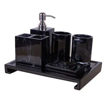 

Ceramic imitation marble Bathroom Accessory Set Washing Tools Bottle bathroom kits simple bathroom brushing cup mug cup
