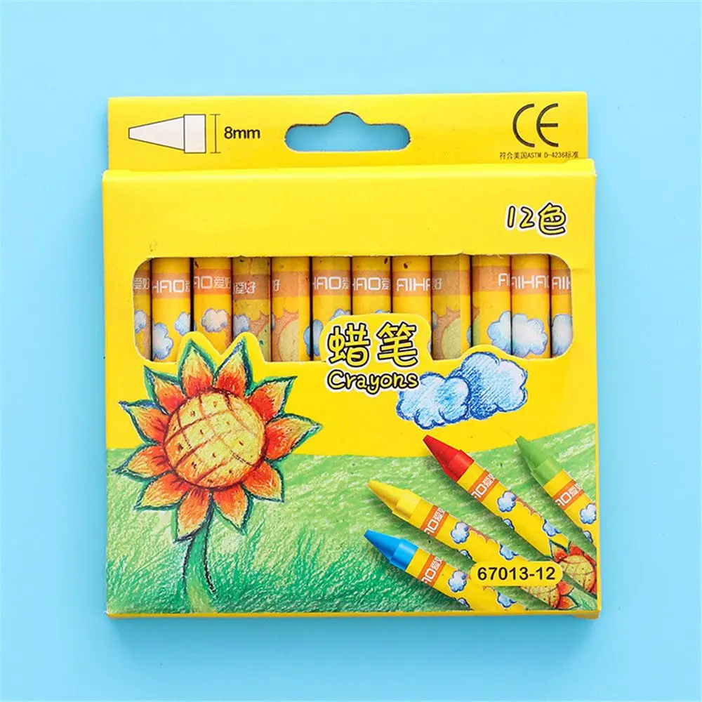 12pcs 8/12/24 Цвета нетоксичный восковой карандаш Дети творческие граффити кавайные ручки канцелярские принадлежности для рисования ручки школы искусства офиса поставки - Цвет: 12pcs
