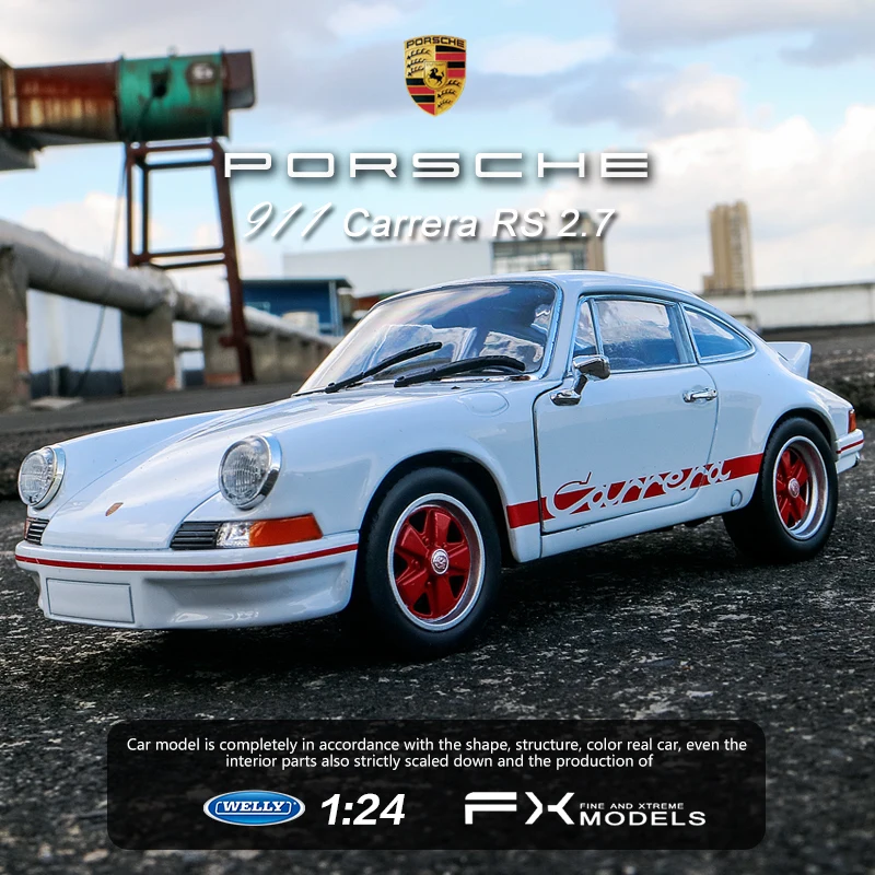 Welly 1:24 Porsche 911 CarreraRS автомобильный брелок для автомобильных ключей имитационная