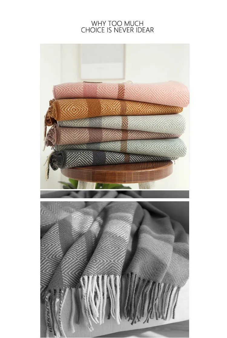 New style Chinese quality silk autumn and winter women Two-sided cashmere beach shawl ladies Wool Multicolor thickening scarf