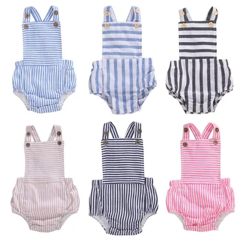 

Newborn Baby Rompers Summer Toddler Baby Boys Girls Sleeveless Striped Suspender Romper Baby Girls Jumpsuit One-pieces Clothes