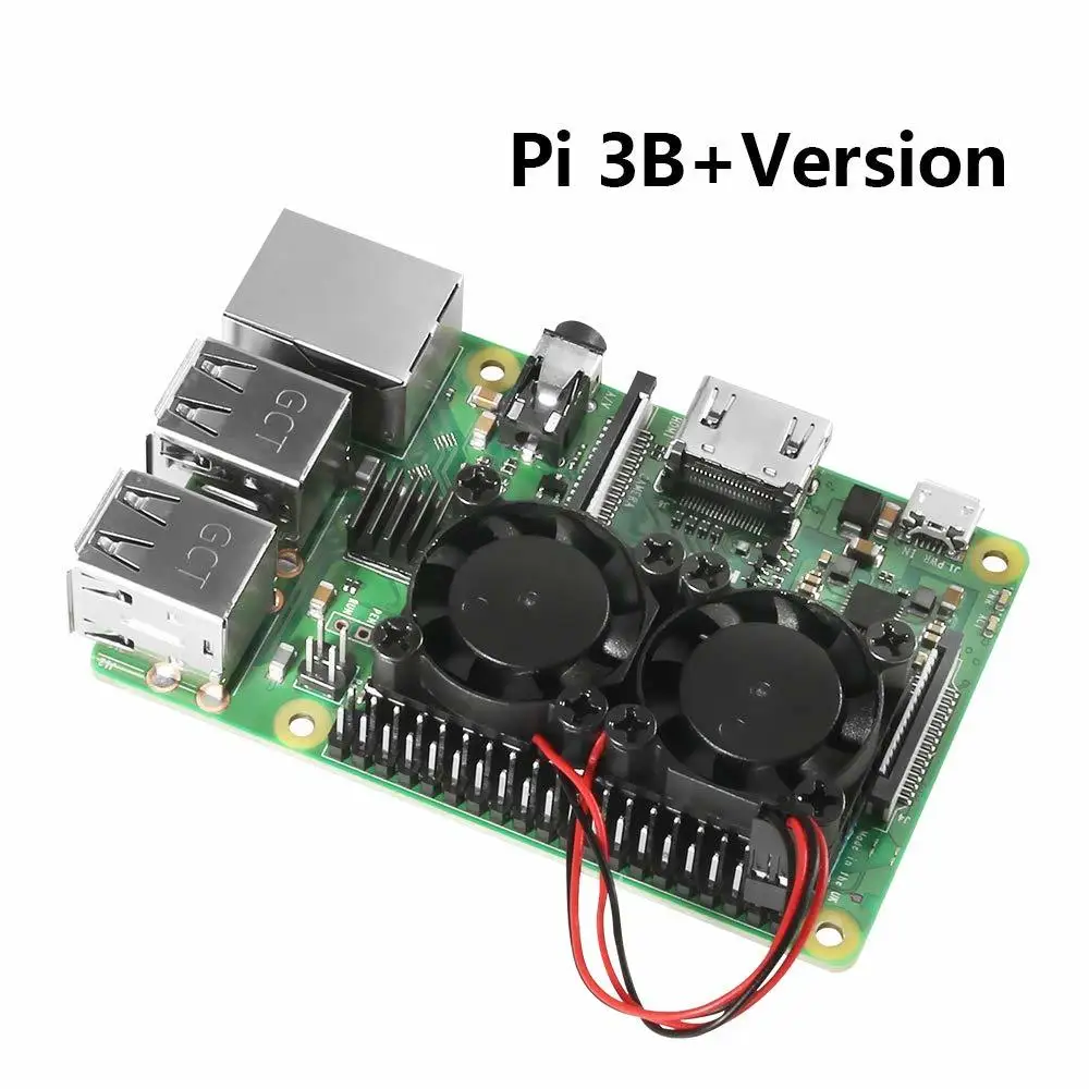 S Робот Raspberry Pi охлаждающий двойной вентилятор комплект(2 вентилятора+ Hestsink+ клейкая лента)+ 2 шт. радиаторы для Raspberry Pi 3B+ RPI115