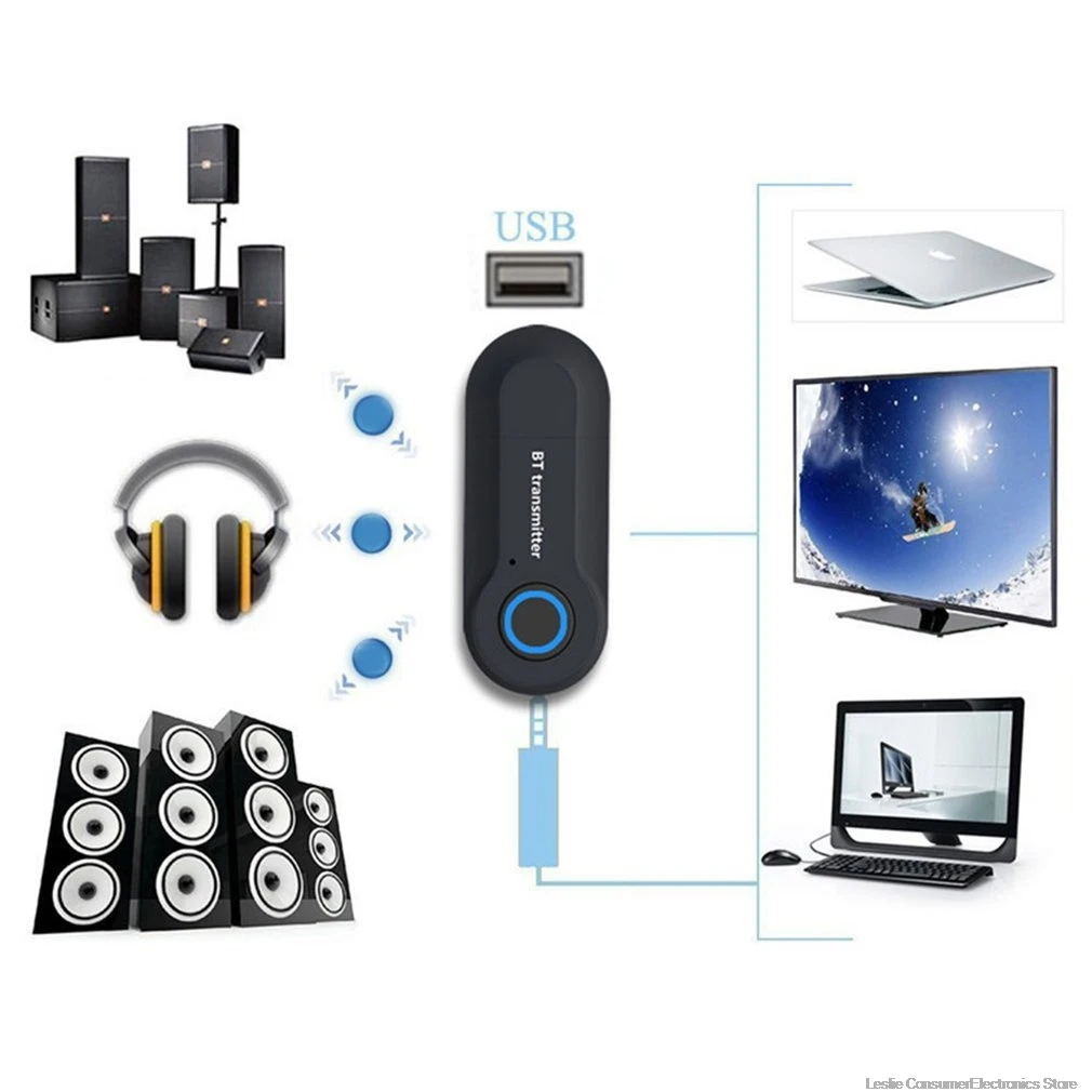 USB Bluetooth передатчик адаптер 3,5 мм AUX беспроводной аудио Музыка излучатель адаптер ключ с кабелем для компьютера ТВ автомобильная система