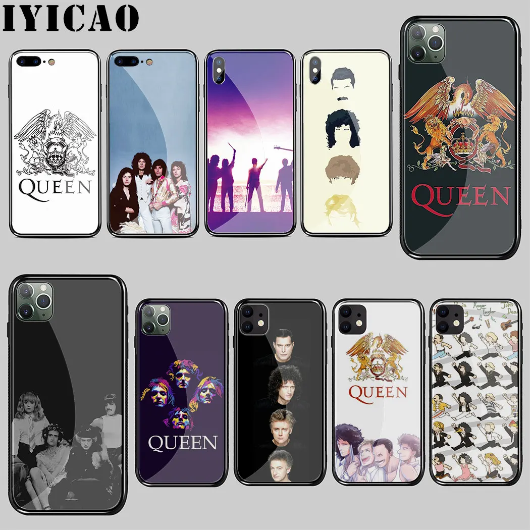Жесткое закаленное стекло queen Rock Group чехол для iPhone 5 5S SE 6 6S 7 8 Plus 11 Pro X XR XS Max |